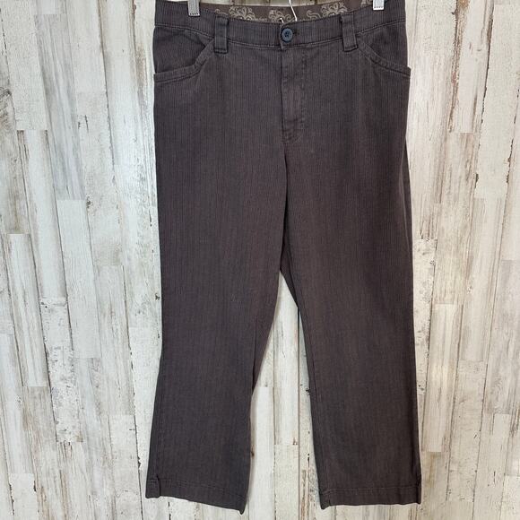 Lee Comfort Waistband Pinstripe Pants 10P Brown Purple Y2K Academia Grunge EUC - Picture 1 of 9